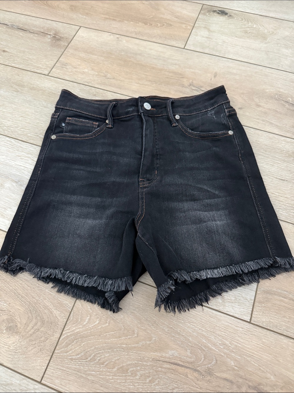 Judy Blue Black Frayed Hem High-Rise Jean Shorts size M
